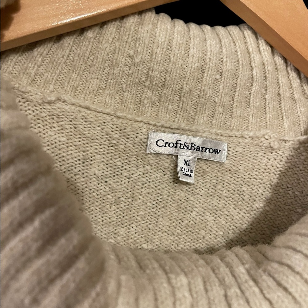 Croft & Barrow Women's Cowl Neck Sweater - Cream, Gray, Pink - Picture 3 of 3